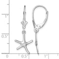 14K White Gold 3-D Mini Starfish Leverback Earrings