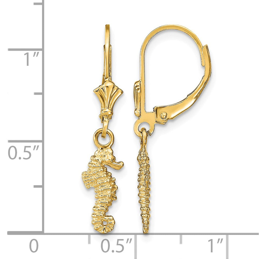 14k Seahorse Leverback Earrings
