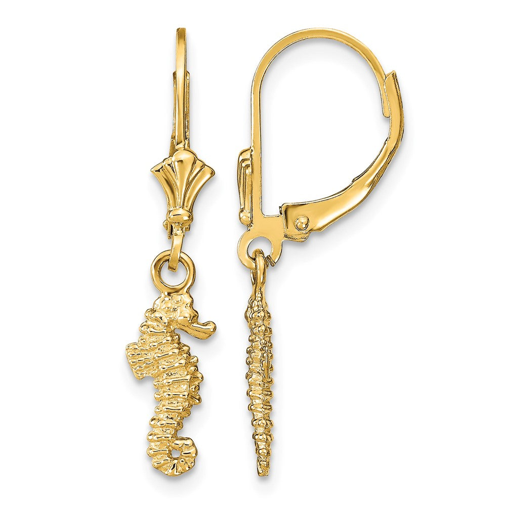 14k Seahorse Leverback Earrings