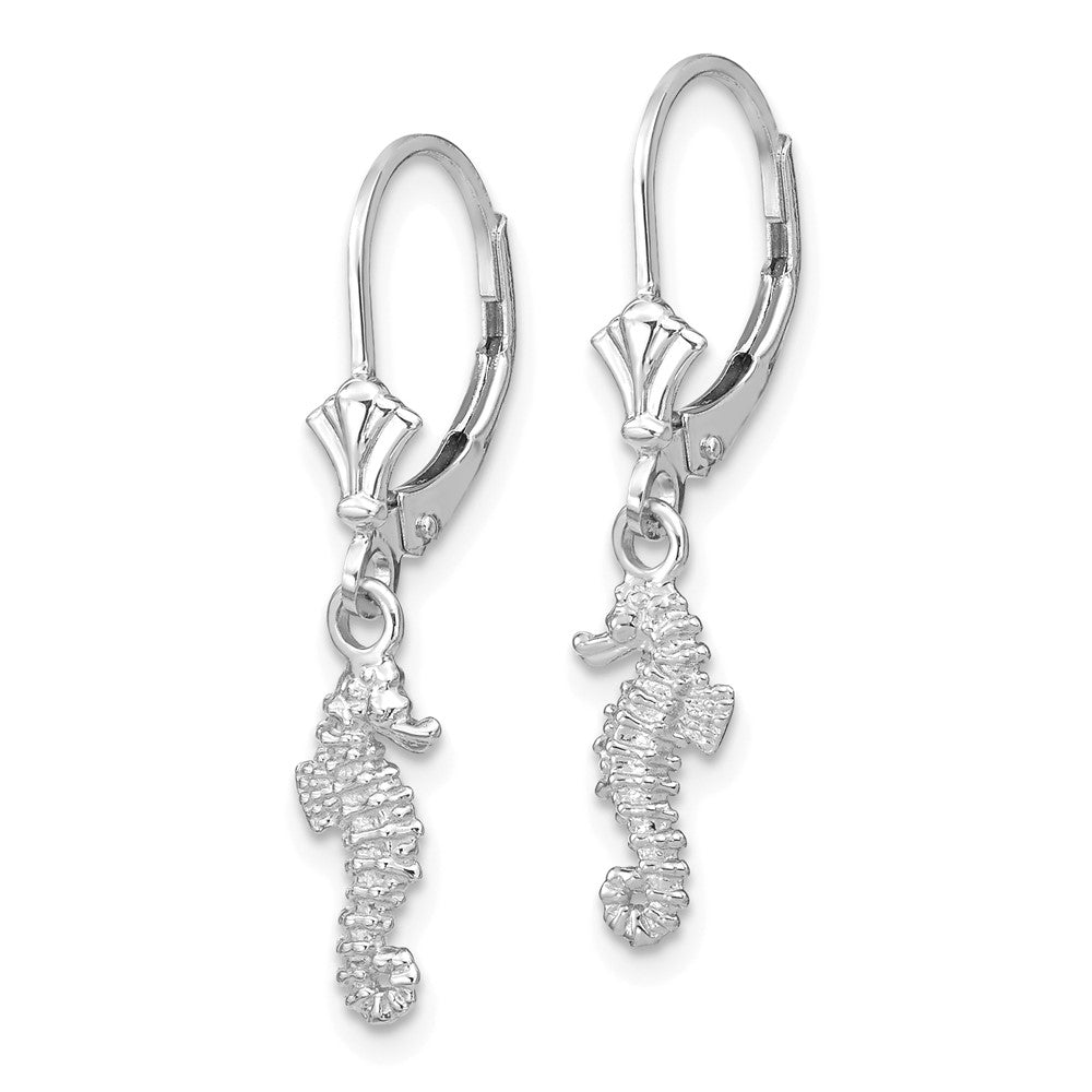 14K White Gold Snowflake Leverback Earrings