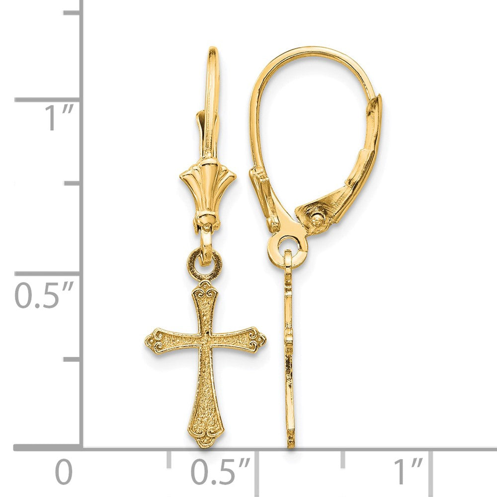 14k Cross Leverback Earrings