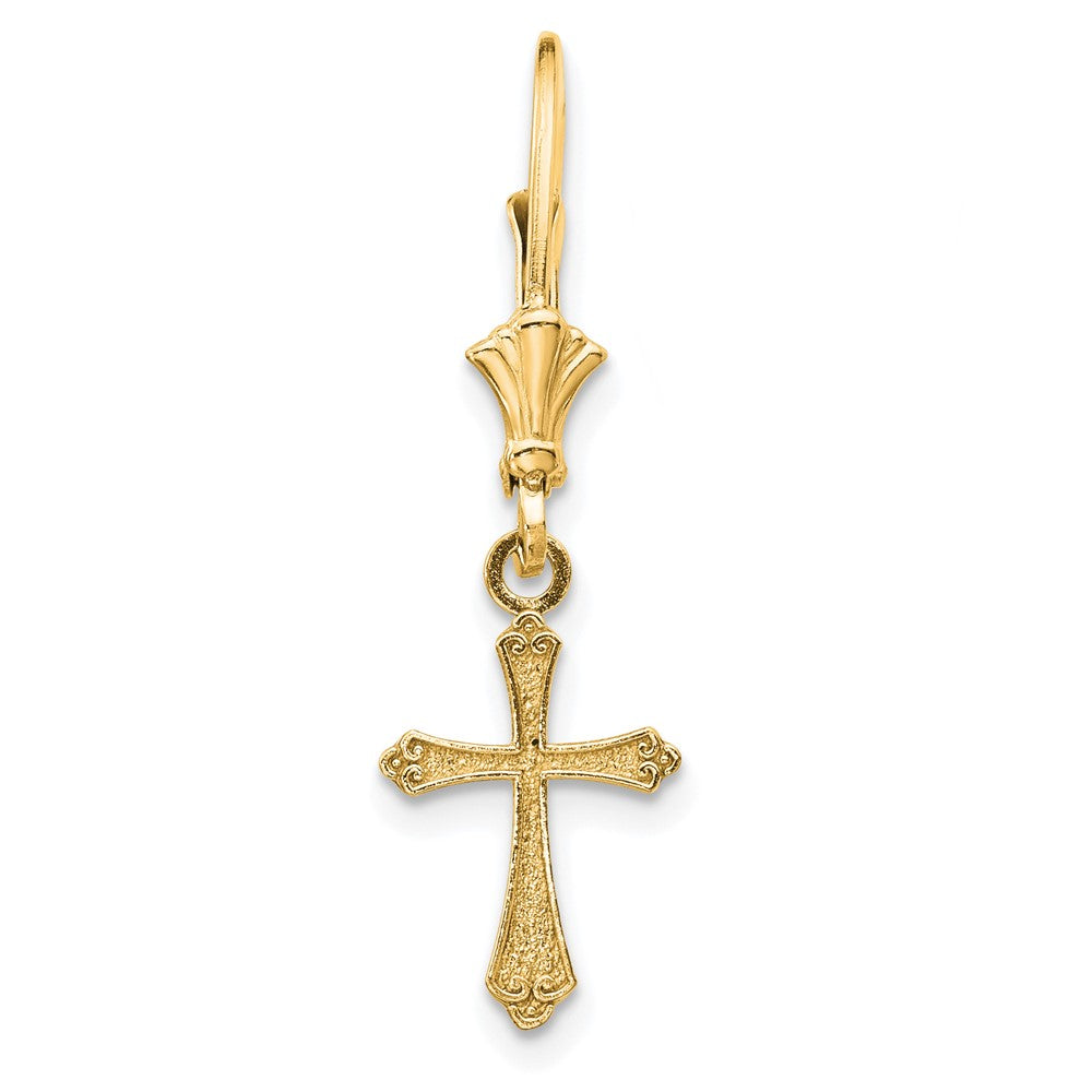 Single 14k Cross Leverback Earring