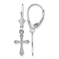 14k White Gold Cross Leverback Earrings