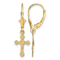 14k Crucifix Leverback Earrings