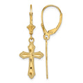 14K D/C Cross w/ Beaded Edge Leverback Earrings