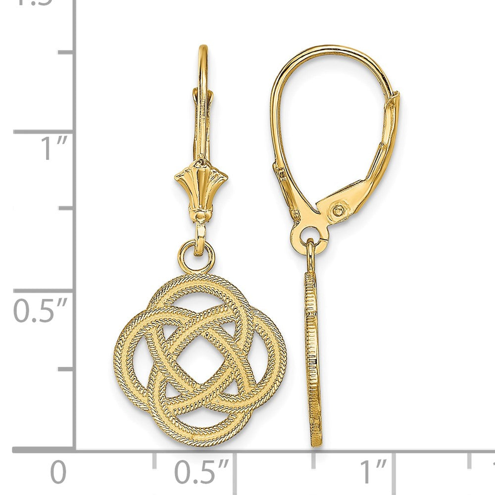 14K Small Celtic Eternity Knot Circle Leverback Earrings
