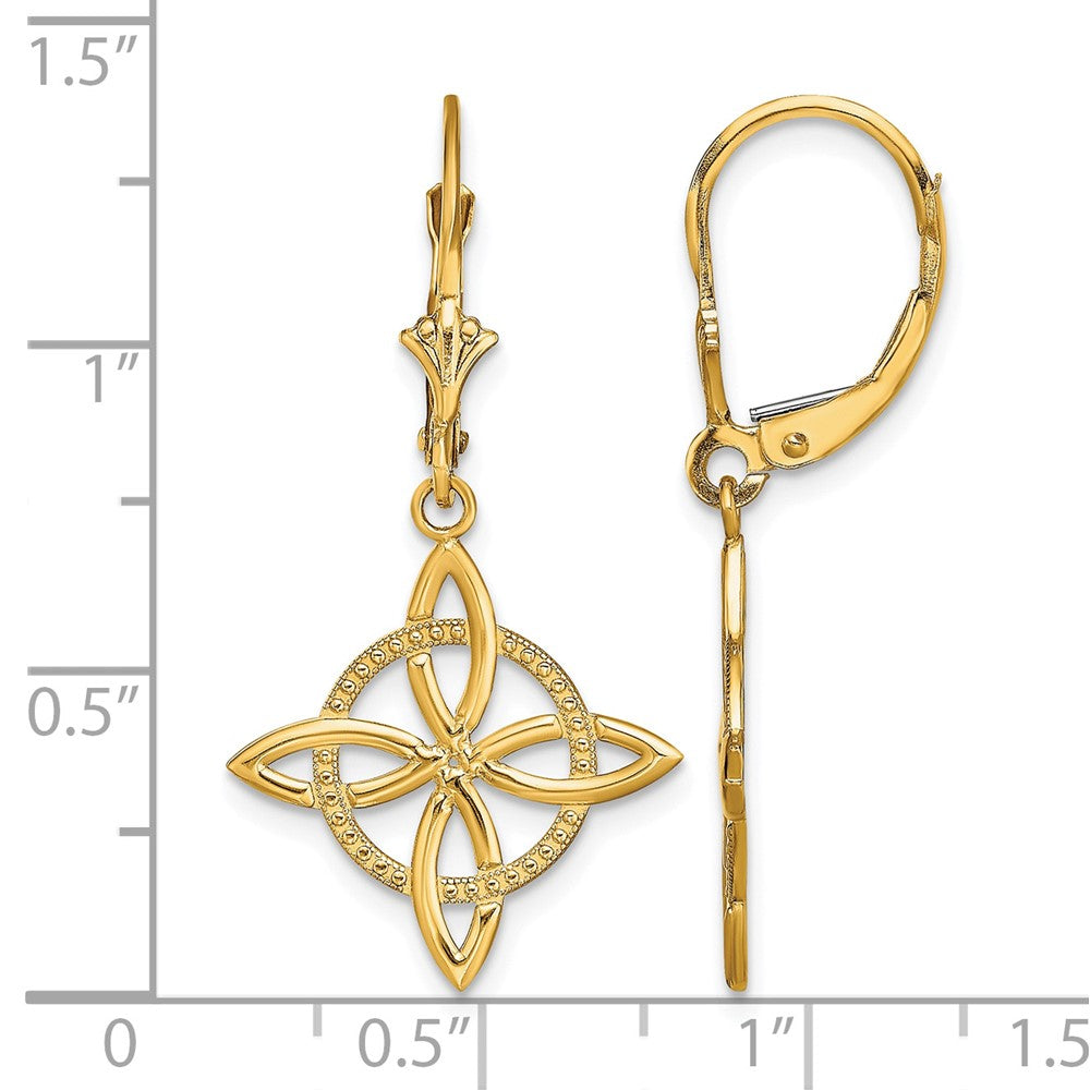 14K Small Celtic Eternity Knot Leverback Earrings