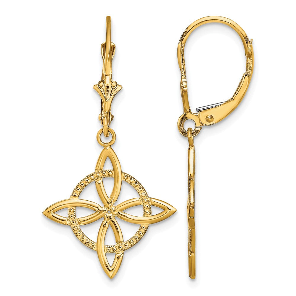 14K Small Celtic Eternity Knot Leverback Earrings