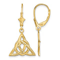 14K Small Celtic Trinity Knot Leverback Earrings