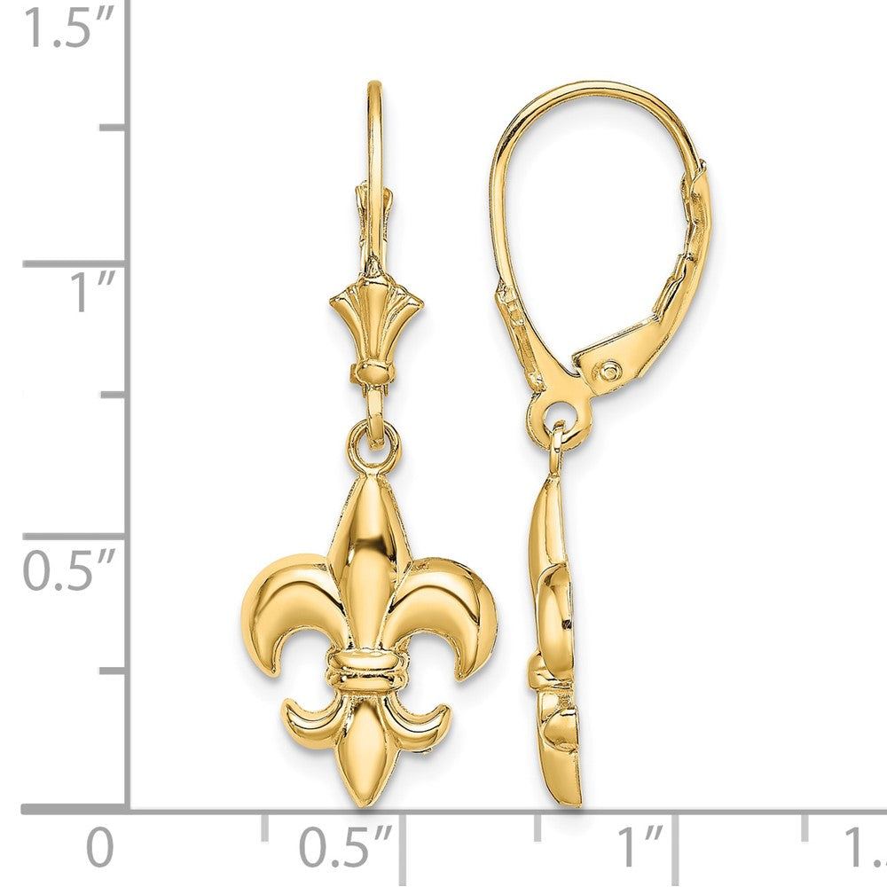 14K Small Fleur-de-Lis Leverback EARRINGS