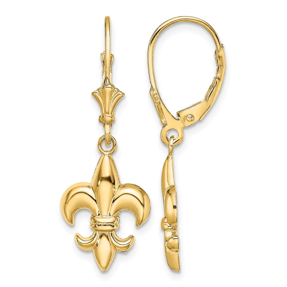 14K Small Fleur-de-Lis Leverback EARRINGS