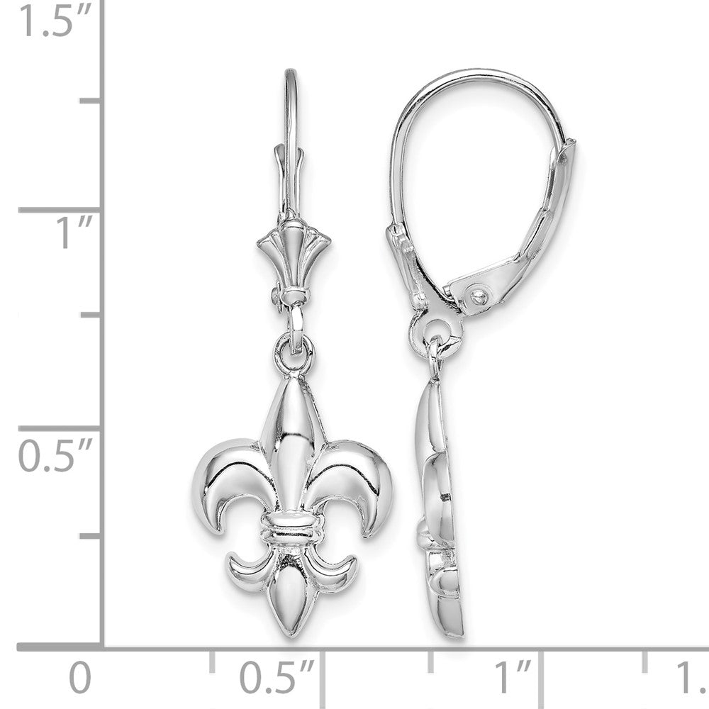 14K White Gold Small Fleur-de-Lis Leverback EARRINGS