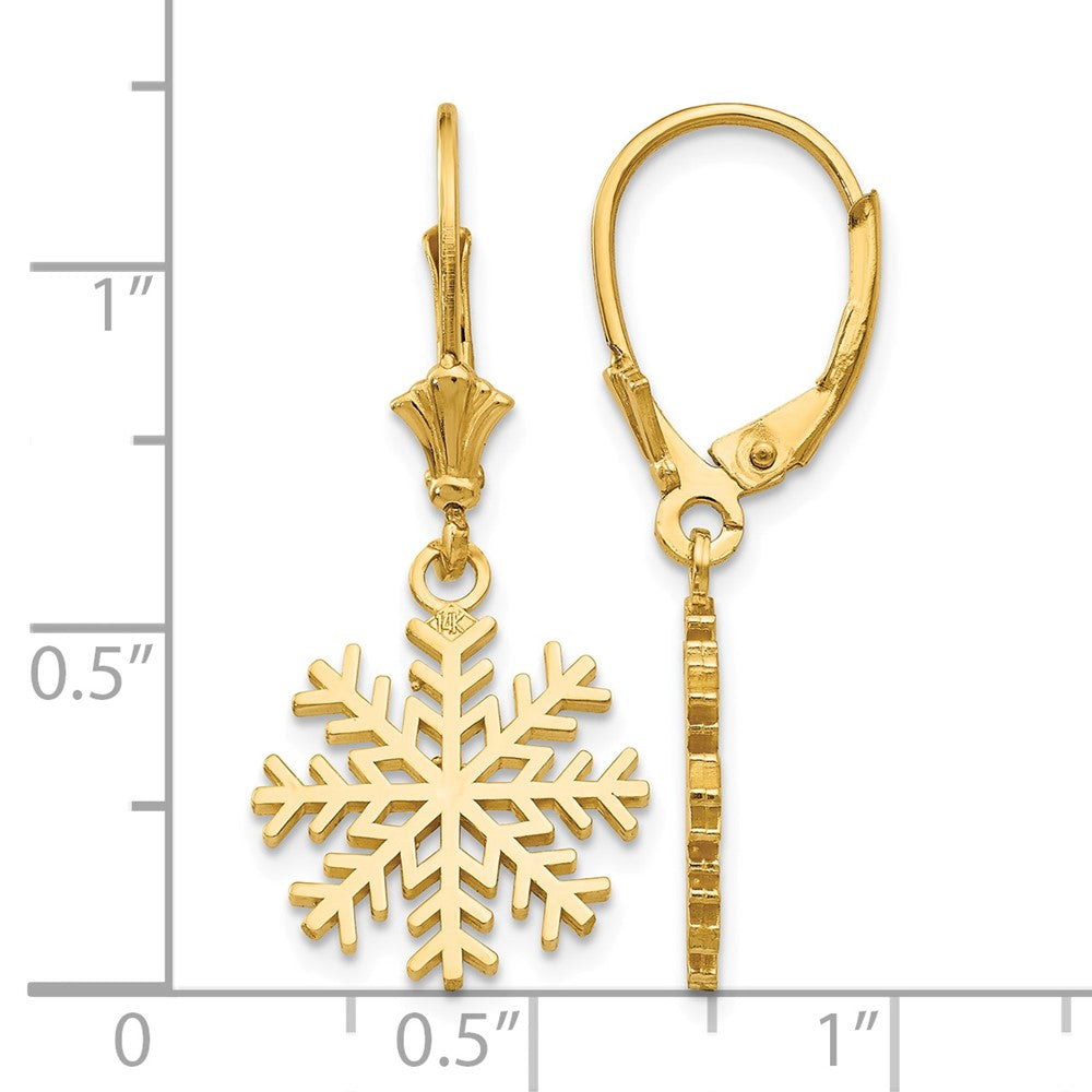 14K Snowflake Leverback Earrings