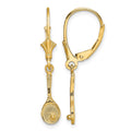 14K Polished Tennis Racquet w/ Ball Leverback Earrings