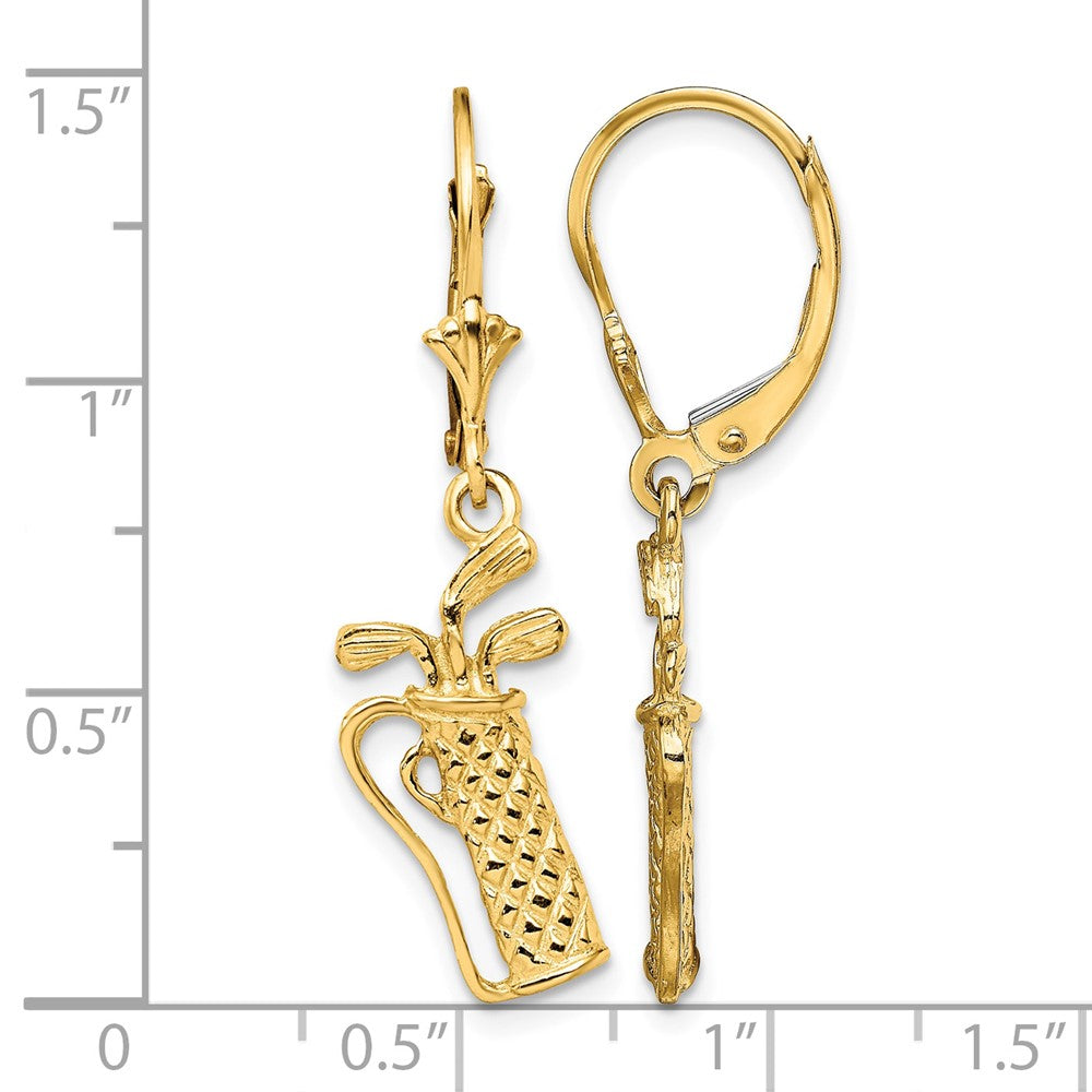 14K Textured Golf Bag Leverback Earrings