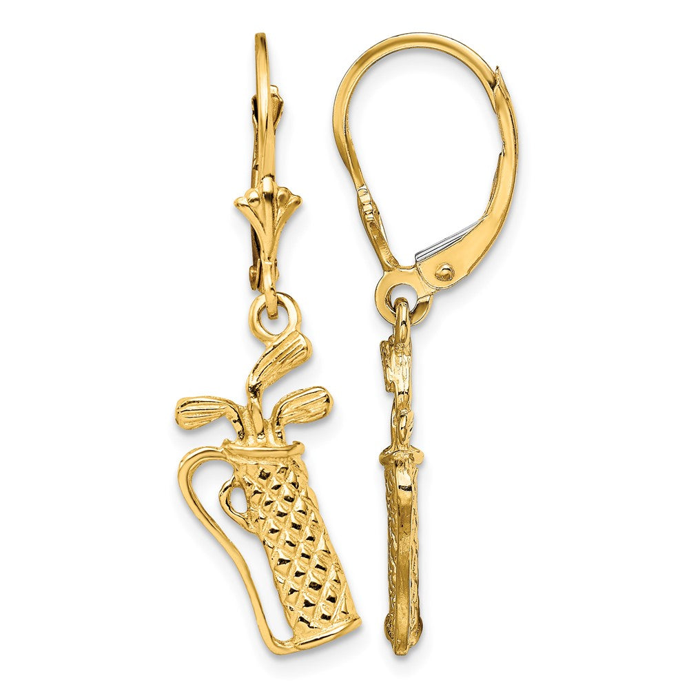 14K Textured Golf Bag Leverback Earrings