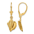 14K Conch Shell Leverback Earrings