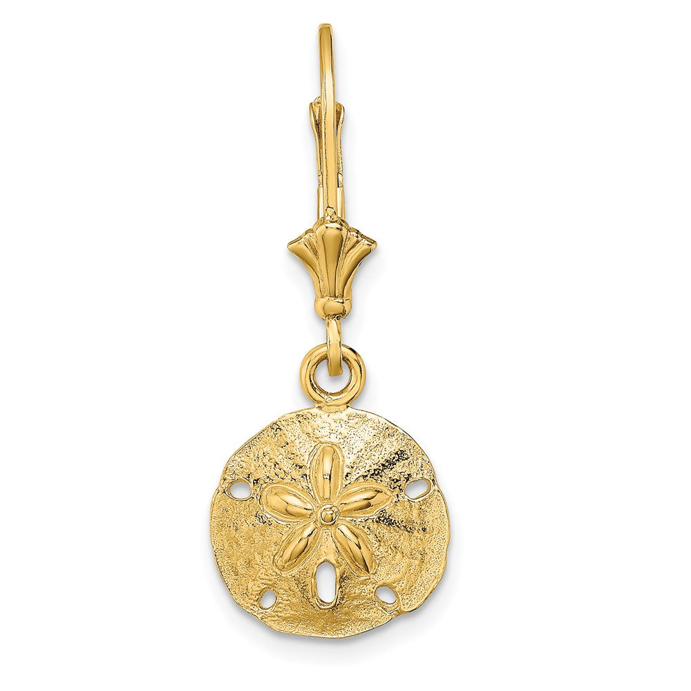 Single 14K Polished Sand Dollar Leverback Earring