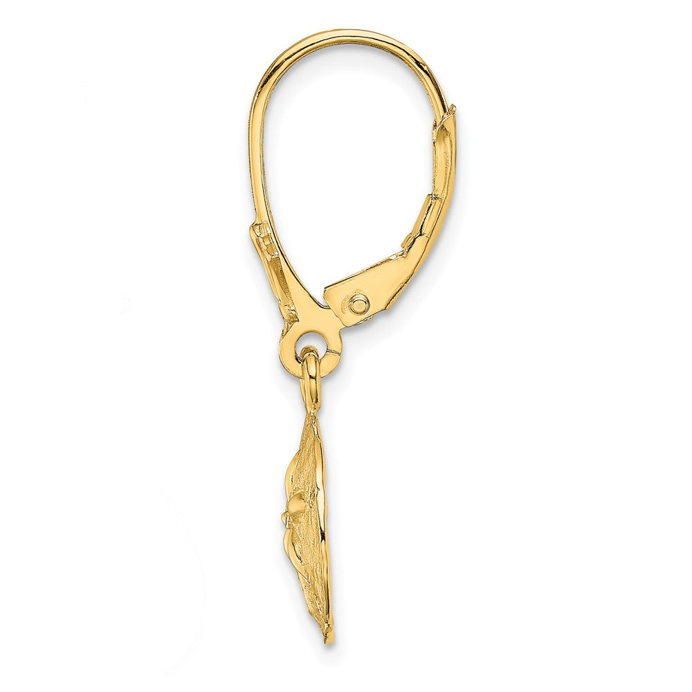 Single 14K Polished Sand Dollar Leverback Earring