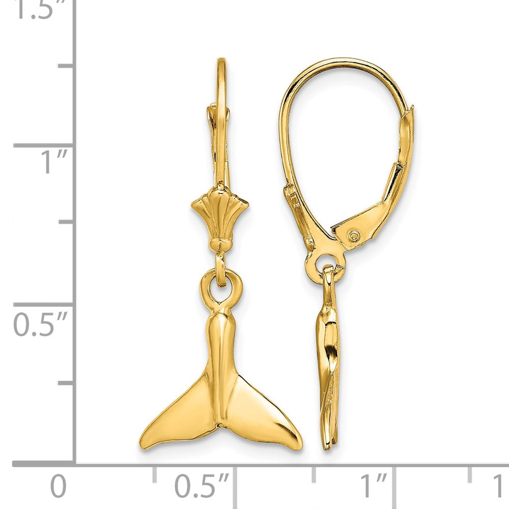 14K Small Whale Tail Leverback Earrings
