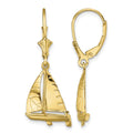 14K 3-D Sailboat Leverback Earrings