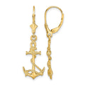 14K 3-D Anchor W/ Shackle and Entwined Rope Leverback Earrings