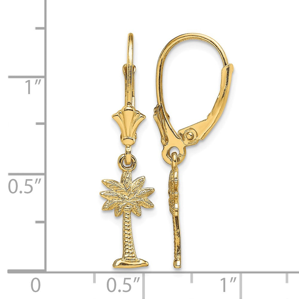 14K Mini Palmetto Palm Tree Leverback Earrings