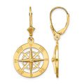 14K Nautical Compass Leverback Earrings