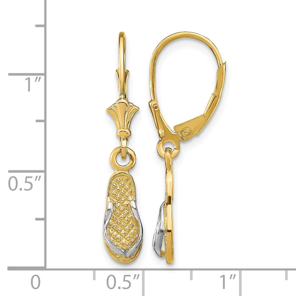 14K and Rhodium Flip Flop Leverback Earrings
