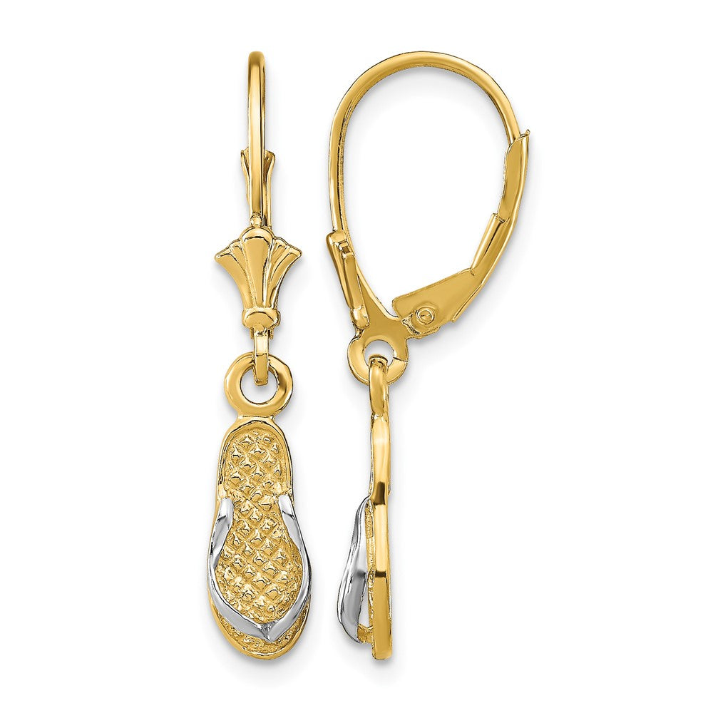 14K and Rhodium Flip Flop Leverback Earrings