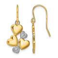 14K w/Rhodium Polished Hearts Shepherd Hook Earrings