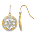 14K w/Rhodium Filigree Medallion Dangle Earrings