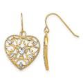 14k w/ RH Filigree Cut-Out Heart Wire Earrings