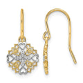 14K and Rhodium Fancy Dangle Wire Earrings