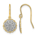 14K and Rhodium Fancy Dangle Wire Earrings