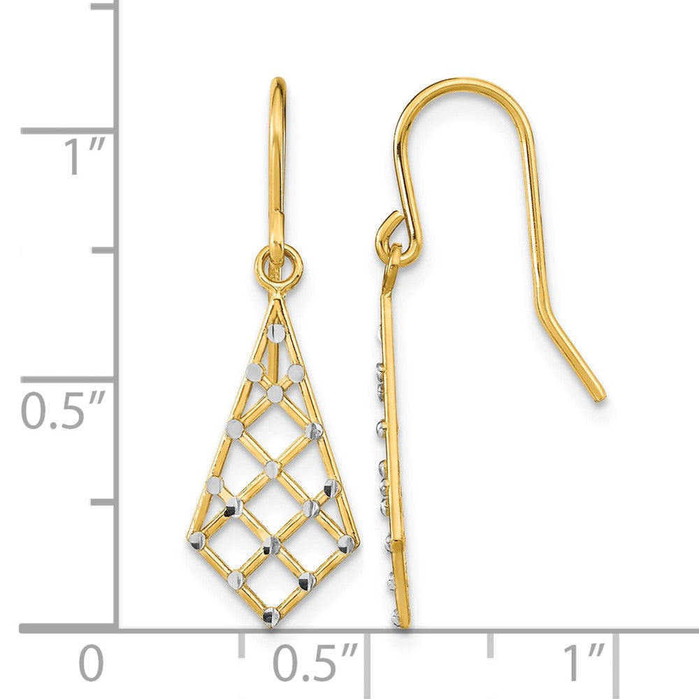 14K w/Rhodium accent Diamond-cut Criss-Cross Wire Earrings