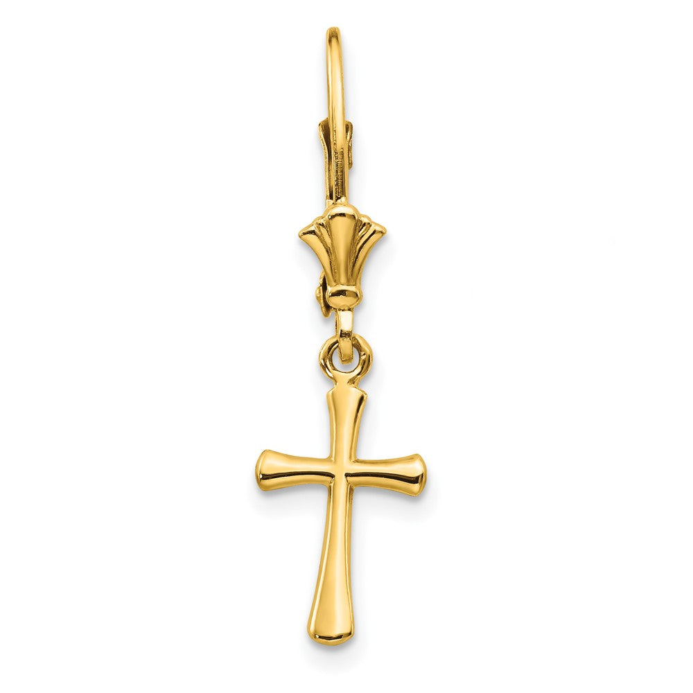 Single 14k Polished Cross Leverback Earring