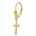Single 14k Polished Cross Leverback Earring