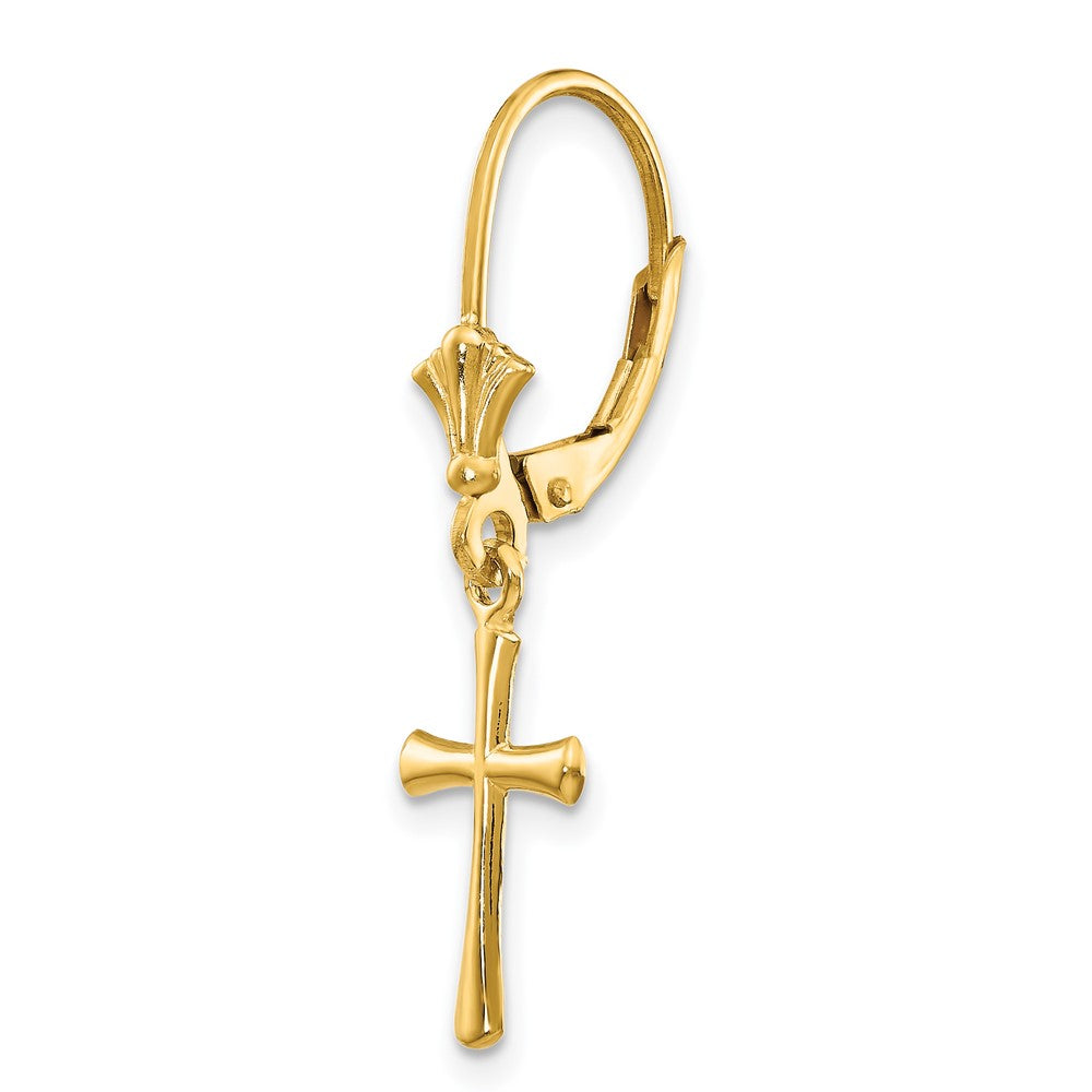 Single 14k Polished Cross Leverback Earring