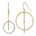 14k Two-Tone Double Circle & Bar Dangle Earrings