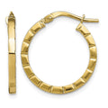 14k Small Striped Edge Hoop Earrings