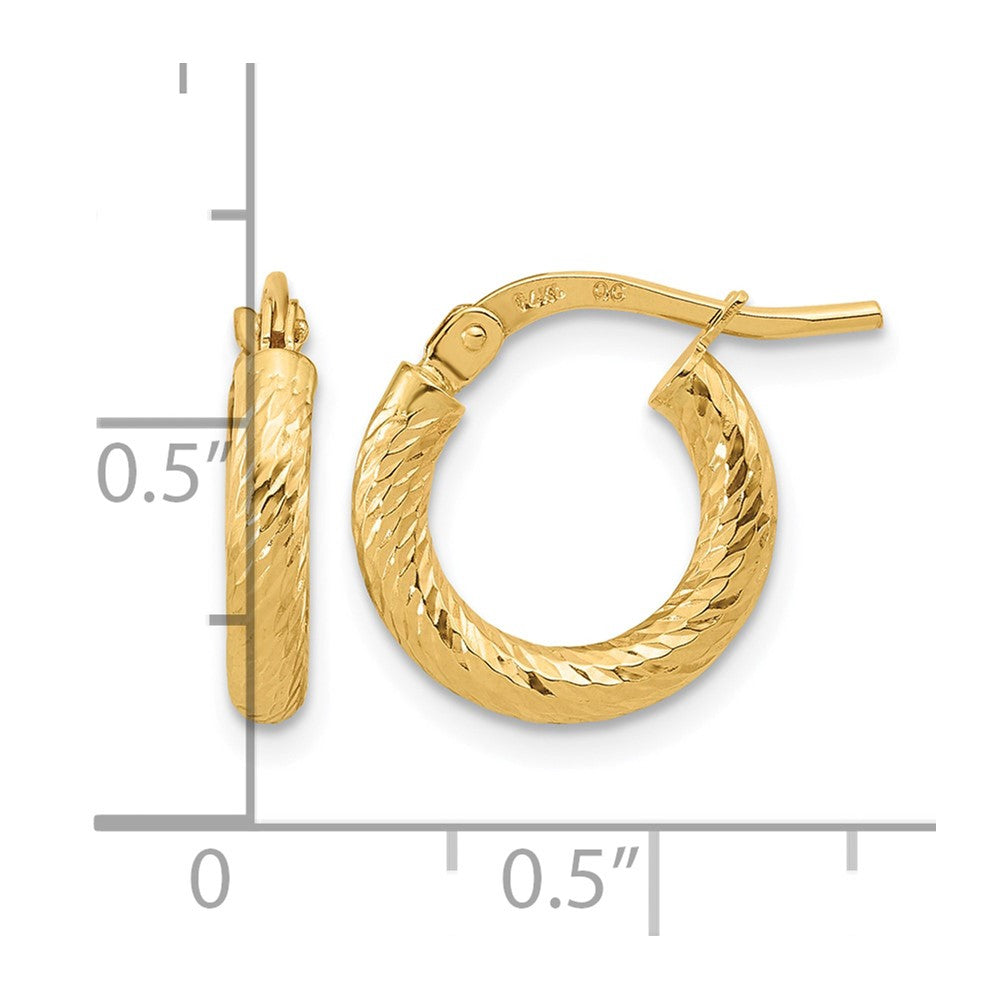 14k Polished and Diamond-cut 2.4mm Hoop Earrings