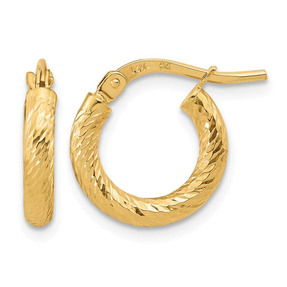 14k Polished and Diamond-cut 2.4mm Hoop Earrings