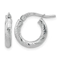14k White Gold Polished Diamond-cut 2.4mm Hoop Earrings