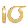 14k Polished 3mm Square Tube Hoop Earrings