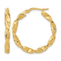 14k Polished and Textured Twisted Hoop Earrings