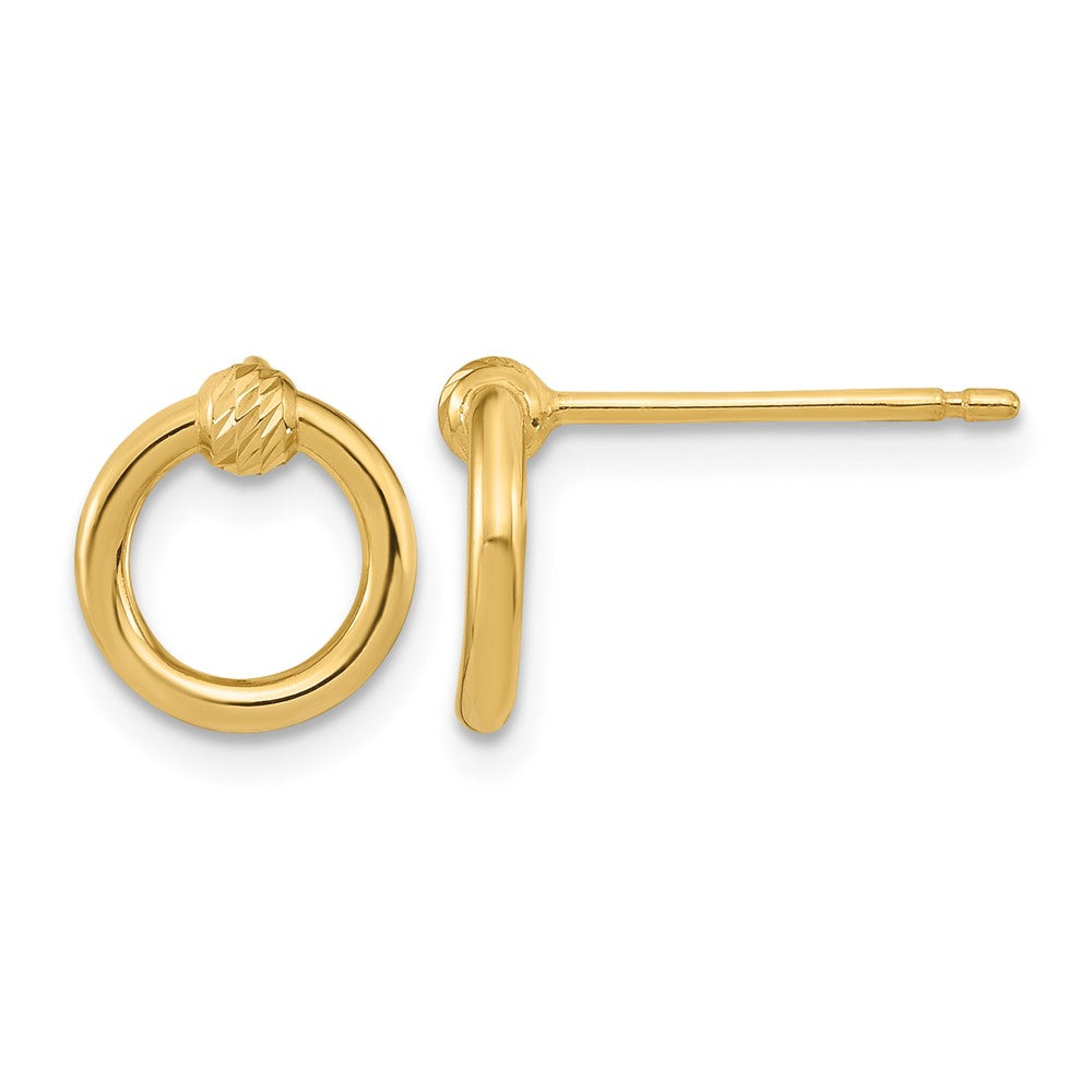14K Polished D/C Circle Post Earrings