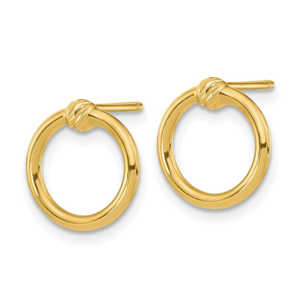14K Polished D/C Circle Post Earrings