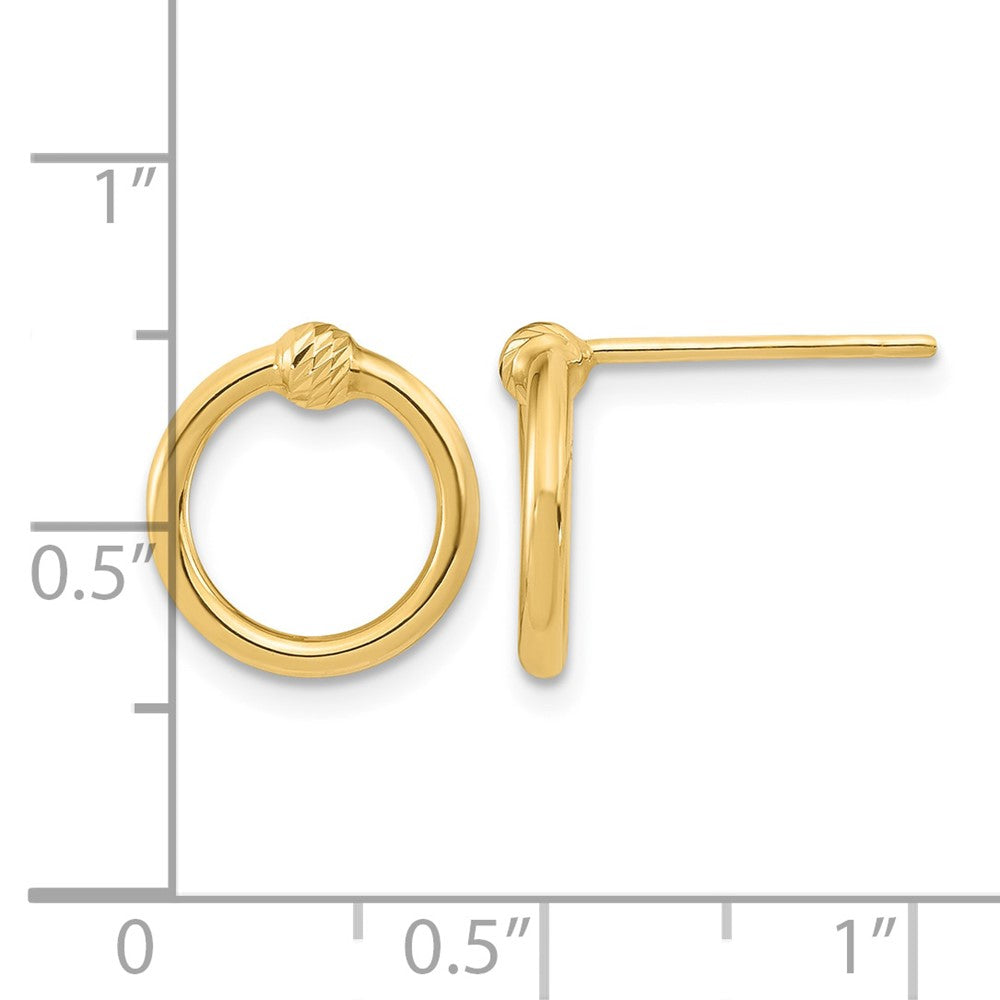 14K Polished D/C Circle Post Earrings