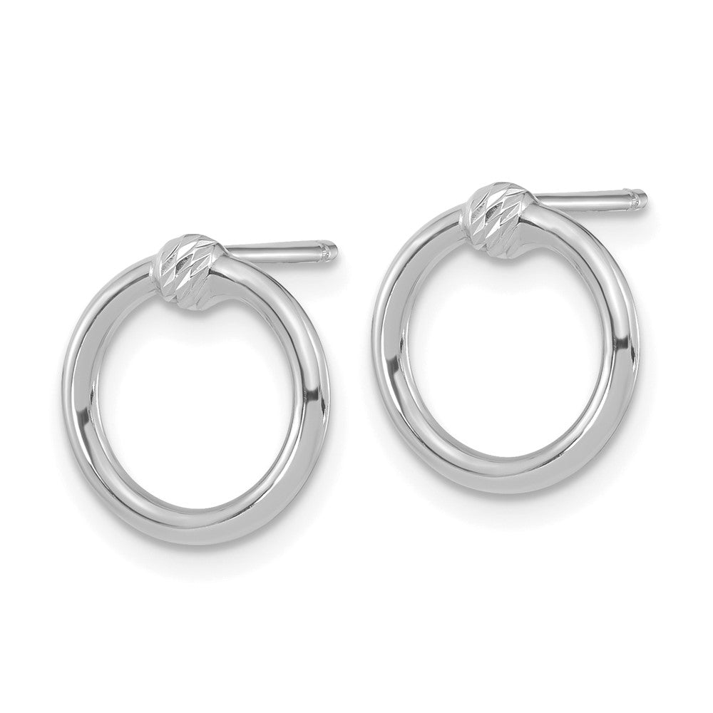 14k White Gold Polished D/C Circle Post Earrings